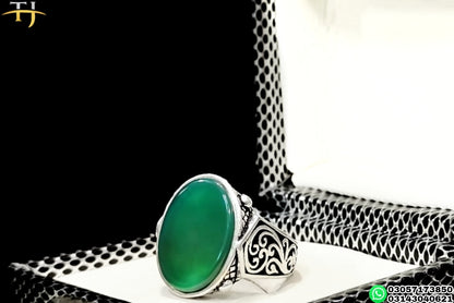 Bottle Green - Turkish Silver Ring