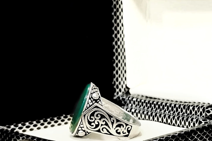 Bottle Green - Turkish Silver Ring