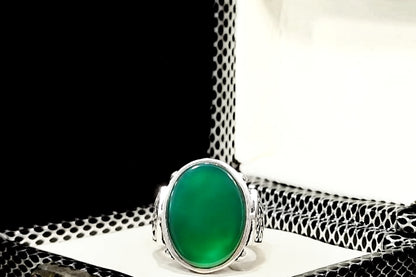 Bottle Green - Turkish Silver Ring