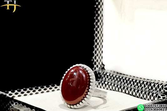 Yamni Aqeeq - Ladies Silver Ring